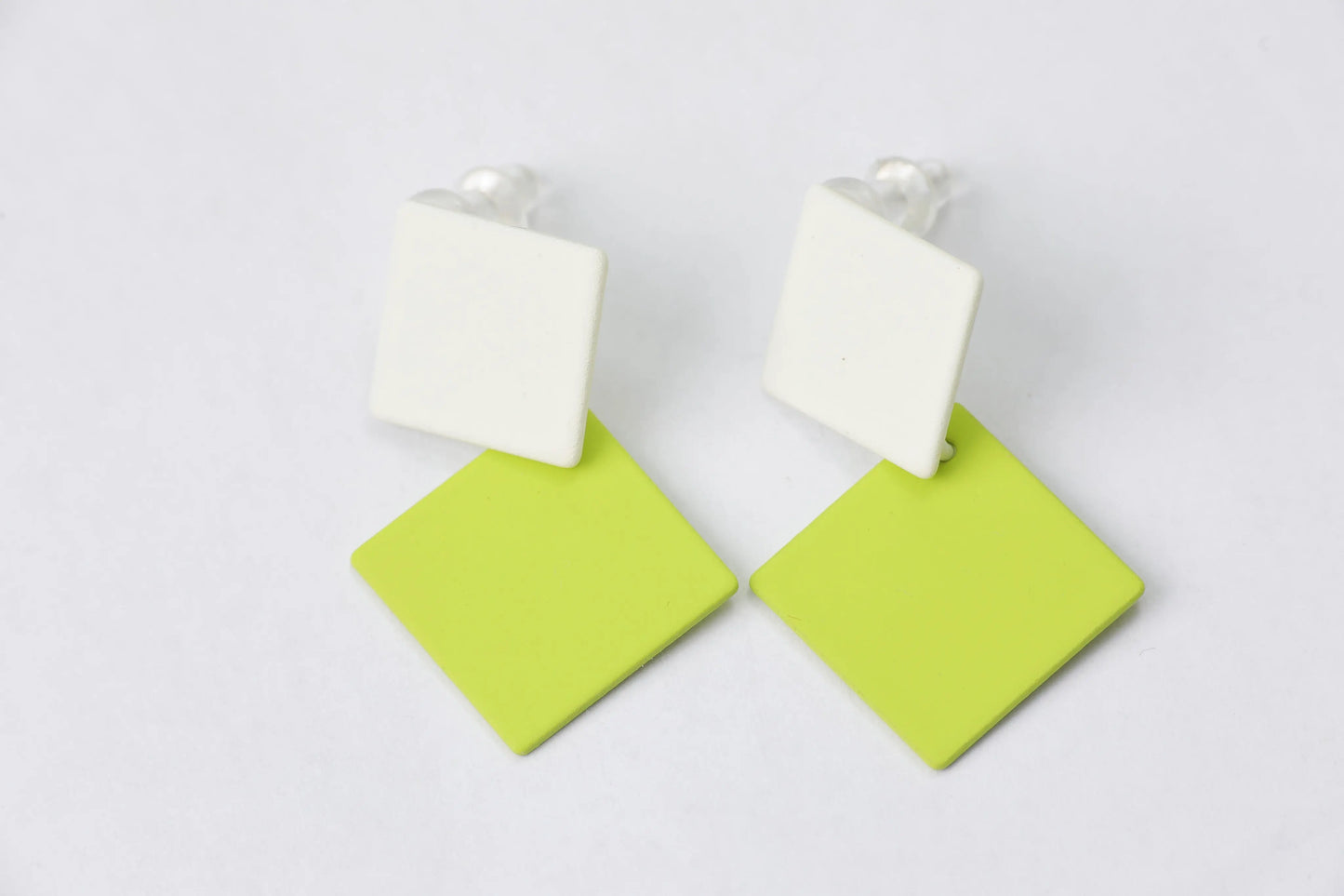 Double Layered Geometric Drop Earrings - Green Drop Earrings for Women