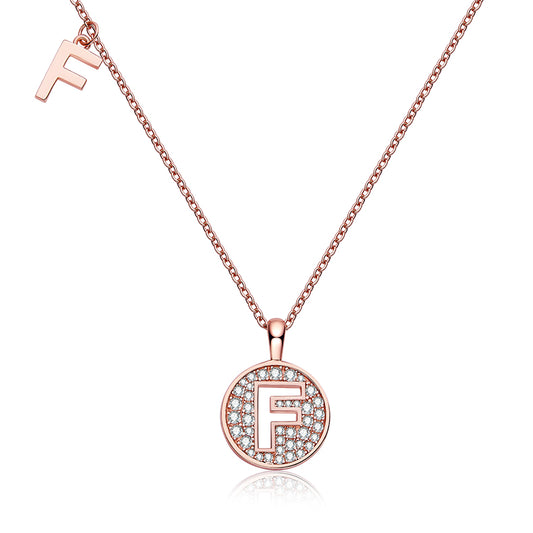 (Rose Gold Colour) Letter F Moissanite Necklace for Women