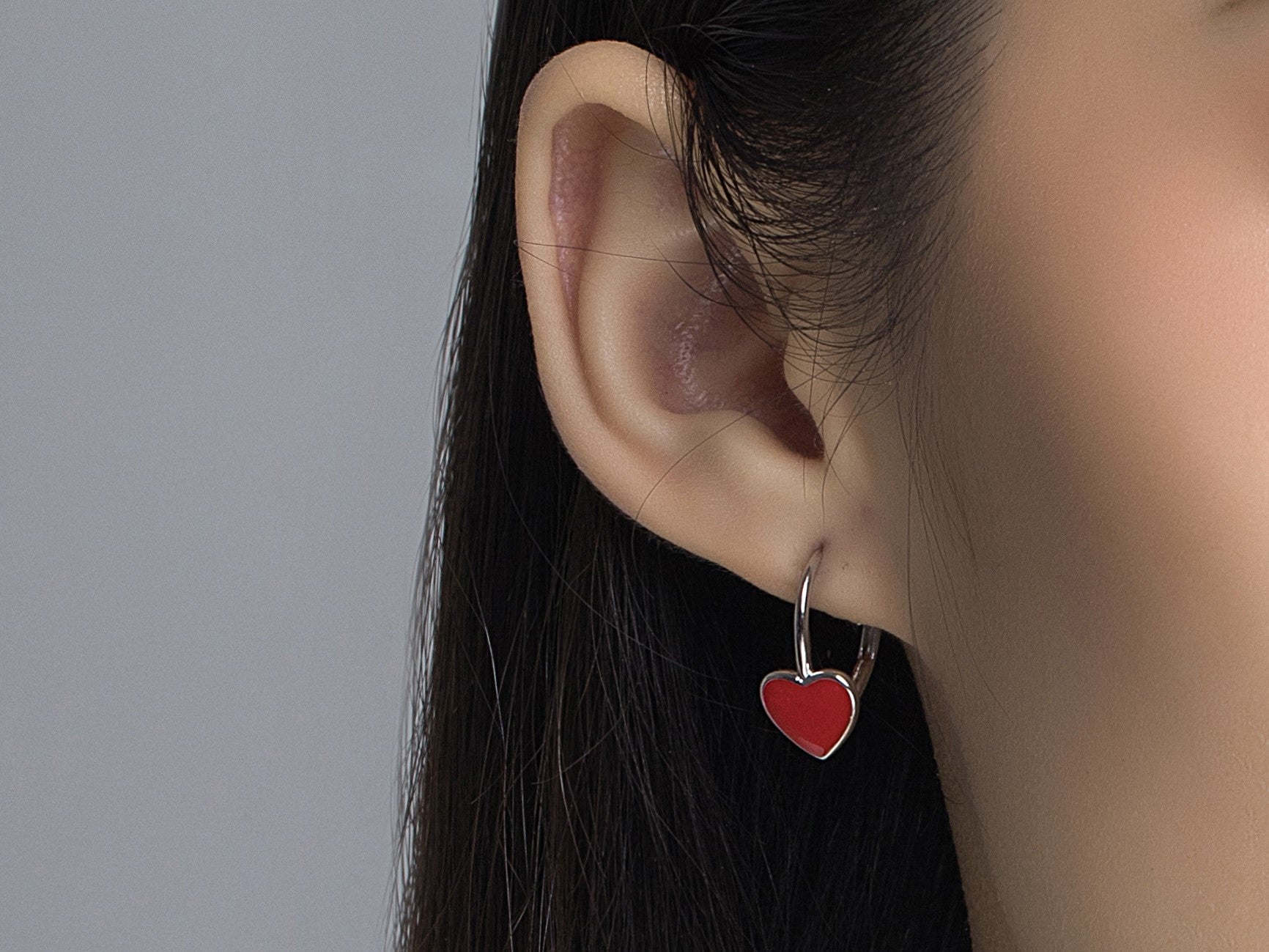 ( Three Colours ) Little Heart Enamel Drop Earrings for Women