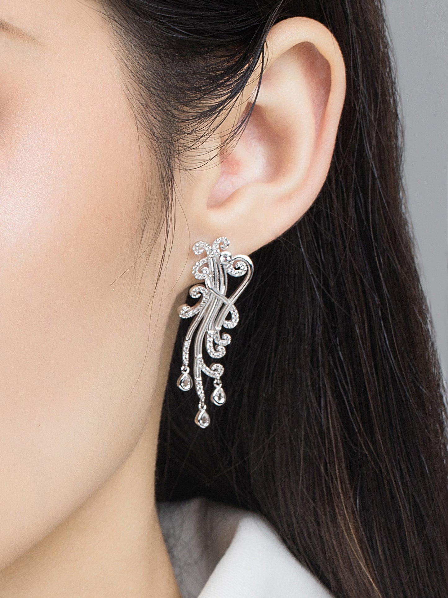Spoondrift Enamel Silver Drop Earrings