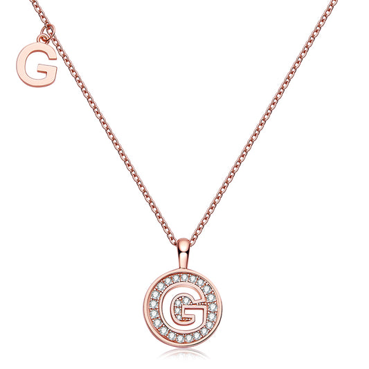 (Rose Gold Colour) Letter G Moissanite Necklace for Women