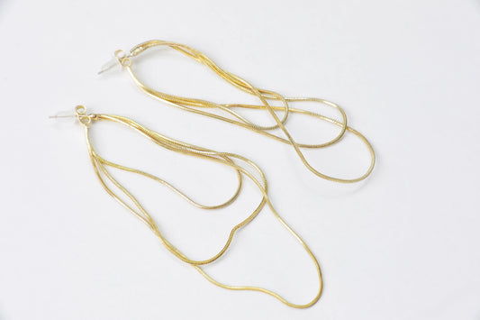 Illusion Long Drop Earrings - Golden Drop Earrings for Women