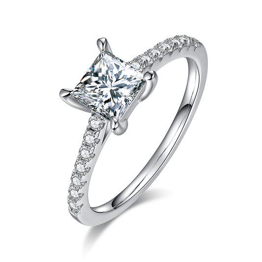 Moissanite Princess Cut Eternity Ring for Women