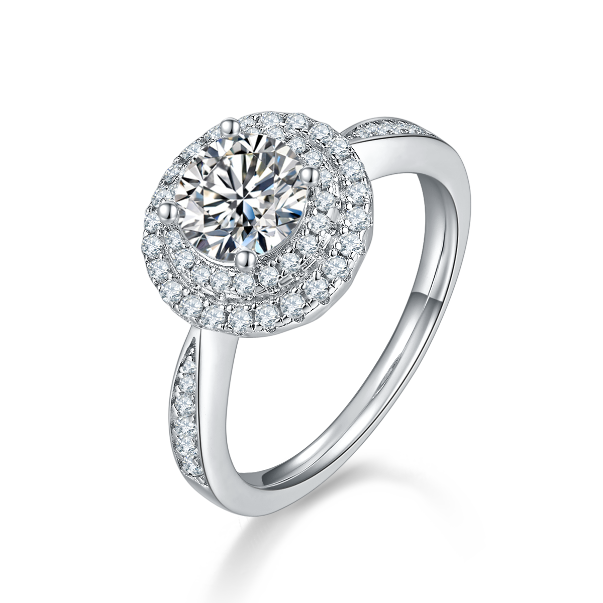 Moissanite Soleste Round Halo Engagement Ring for Women