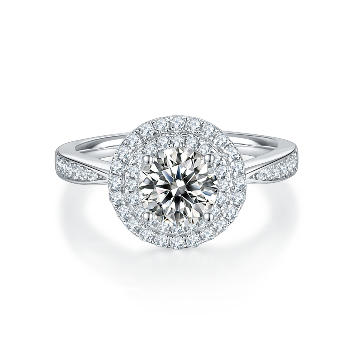 Moissanite Soleste Round Halo Engagement Ring for Women