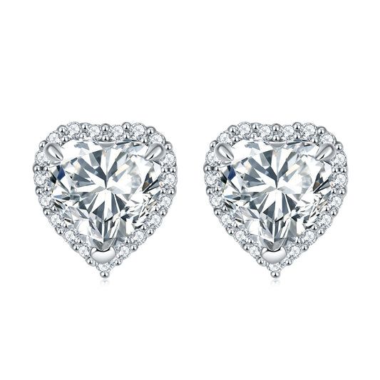 Halo Heart Zircon Stud Earrings