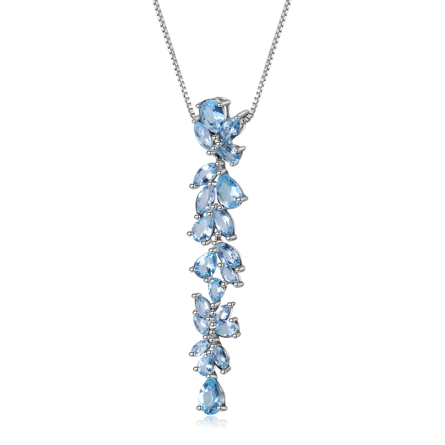 Natural Topaz String Pendant Sterling Silver Necklace for Women