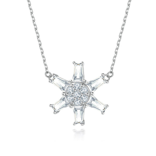 Zircon Rudder Pendant Silver Necklace for Women