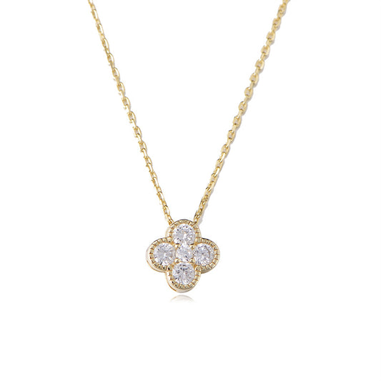 Four-leaf Clover Zircon Pendant Sterling Silver Necklace for Women