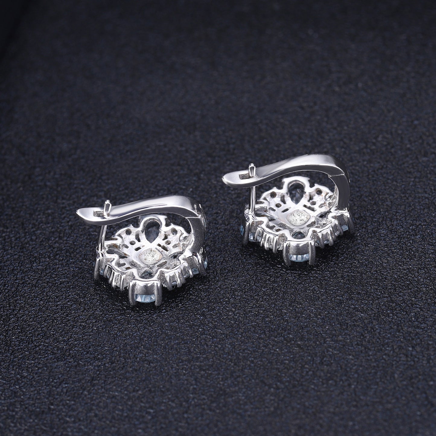 Topaz Four Leaf Clover Design Silver Studs Earrings for Women