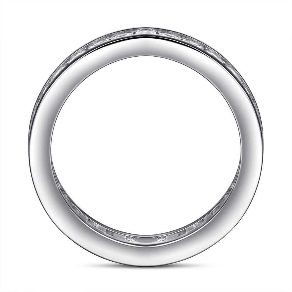 Full Circle Square Zircon Eternity Silver Ring for Women