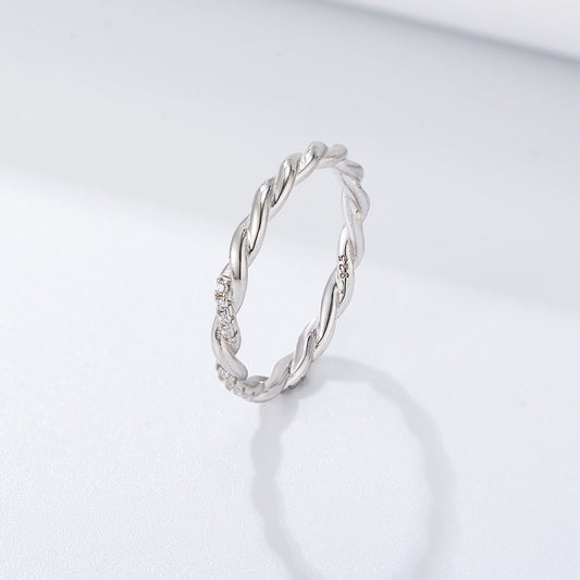 Fashion Twist Line Design Sterling Silver Ring for Women
