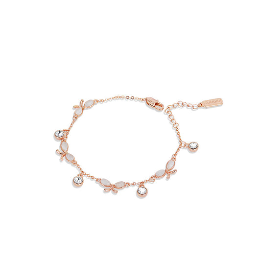 Mother of Pearl Butterfly with Zircon Silver Bracelet for Women