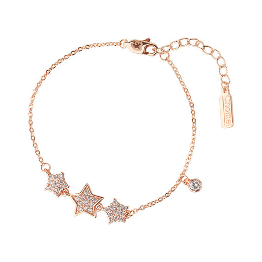 Three Zircon Stars Silver Bracelet for Women