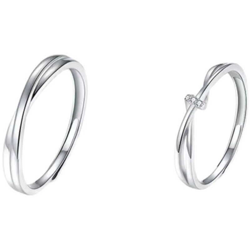 Interweave Mobius Silver Couple Ring for Women