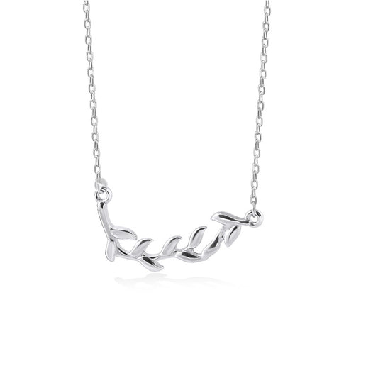 Branch Leaf Pendant Silver Necklace for Women