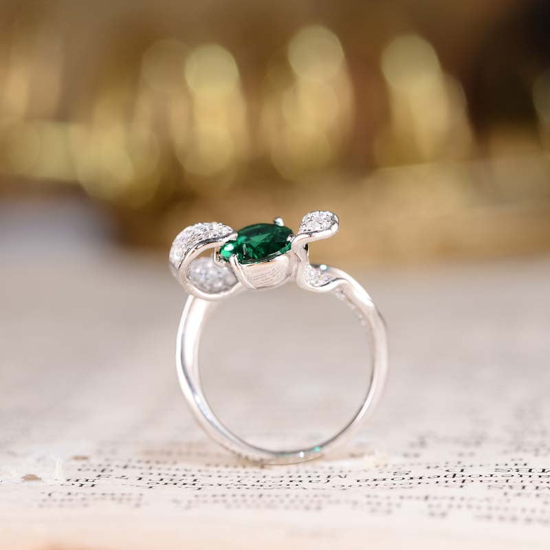 Lab-Created Emerald 7*9mm Oval Ice Cut Waves Luxurious Silver Ring for Women