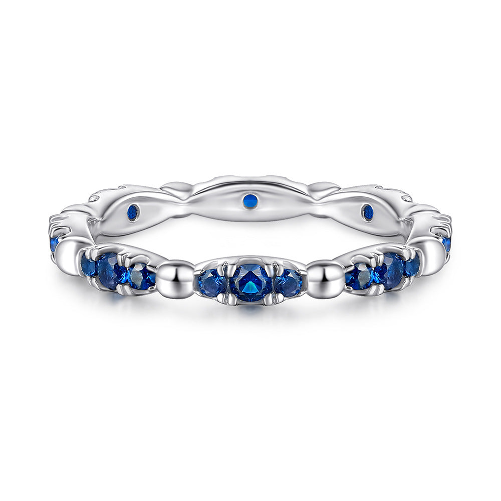 Full Row Marquise Shape with Blue Zircon silver Ring for Women