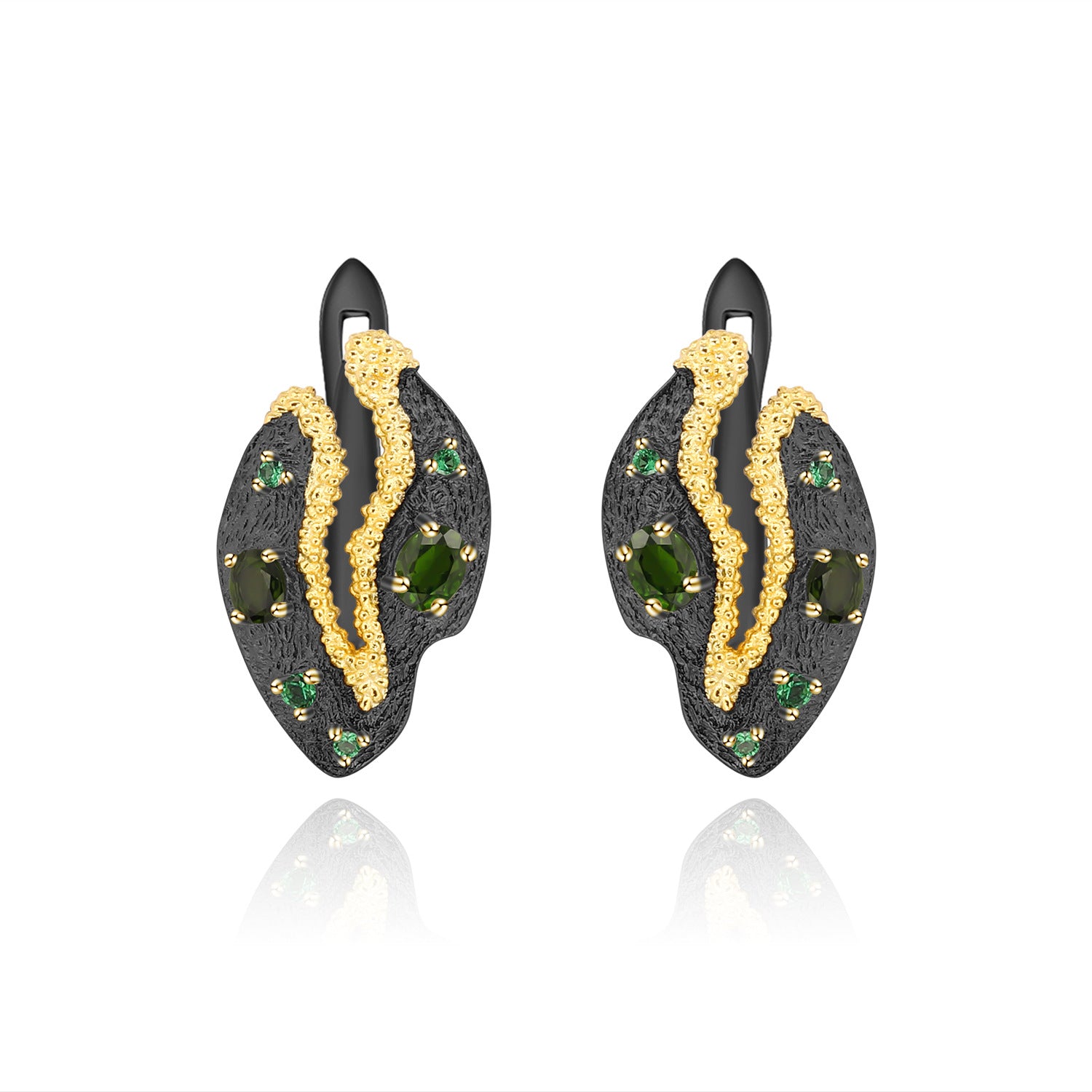 Italian Style Inlaid Colourful Gemstone Creative Shape Silver Studs Earrings for Women