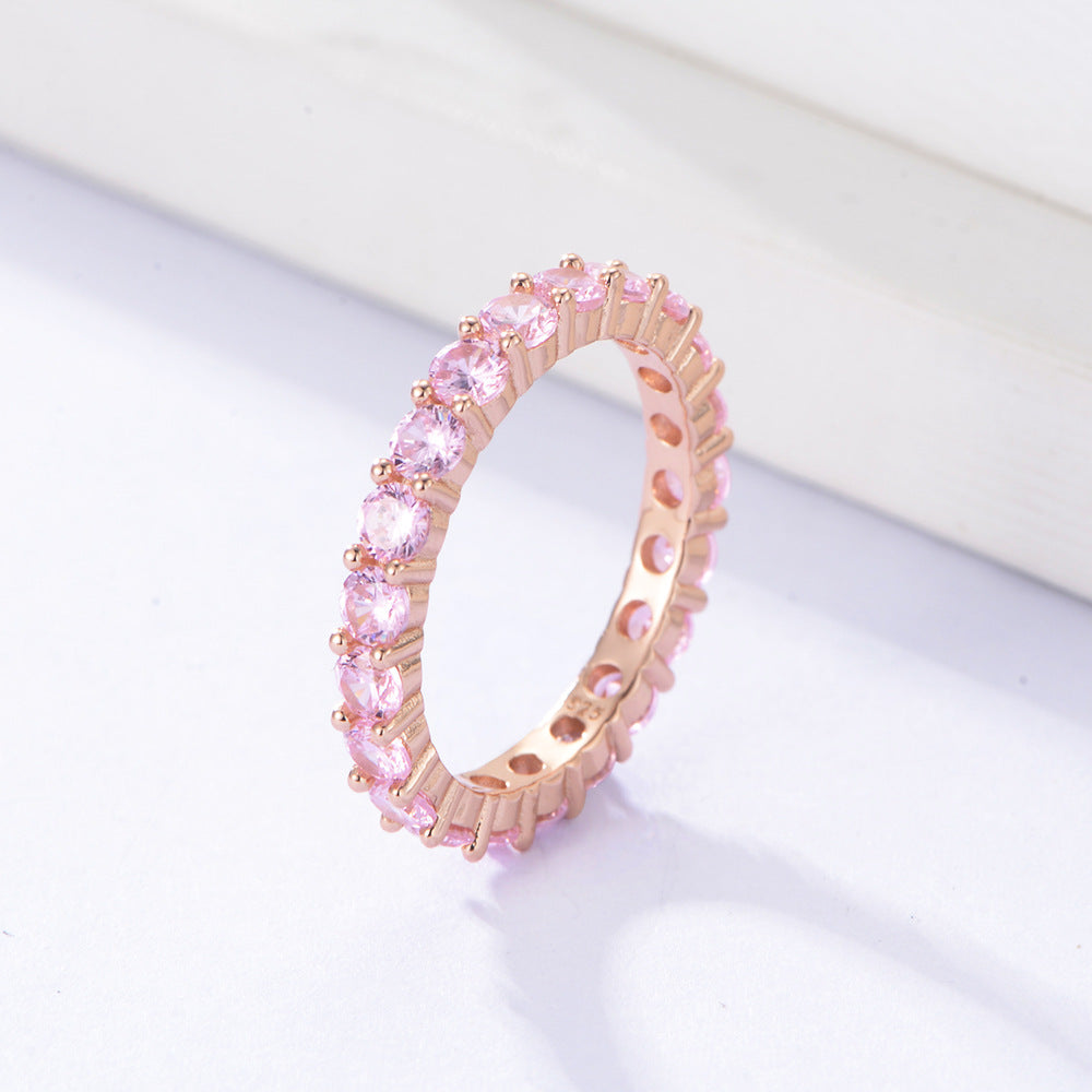 Colurful Zircon Sterling Silver Eternity Ring for Women