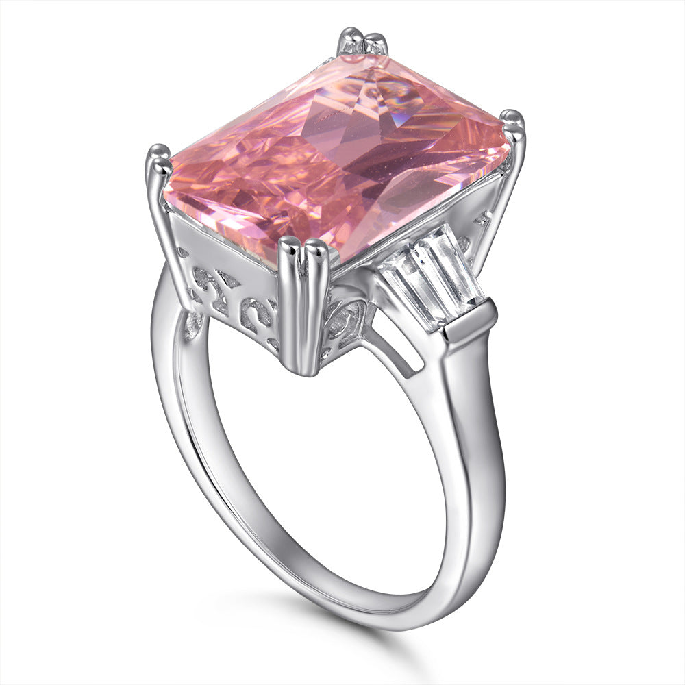 Radiant Cut Zircon Silver Ring