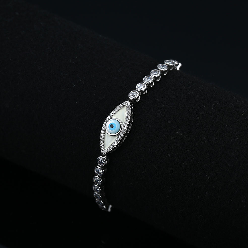 Devil's Eye with Beading Zircon Silver Bracelet for Women