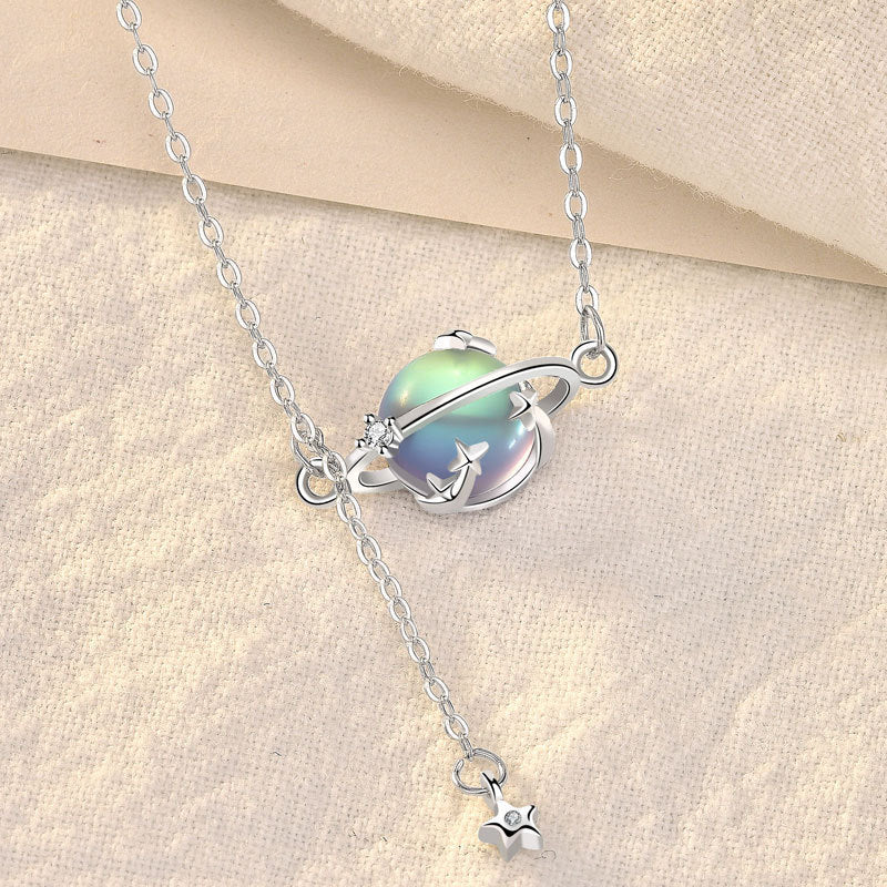 Moons Pendants 925 Silver Collarbone Necklace for Women