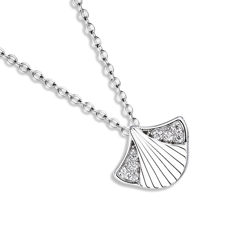 (Pendant Only) Ginkgo Leaf with Zircon Silver Pendant for Women