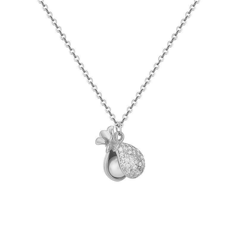 Seed Pearl Design Pendant Silver Necklace for Women
