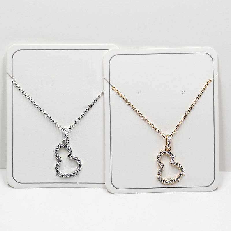 Zircon Small Gourd Pendant Silver Necklace for Women