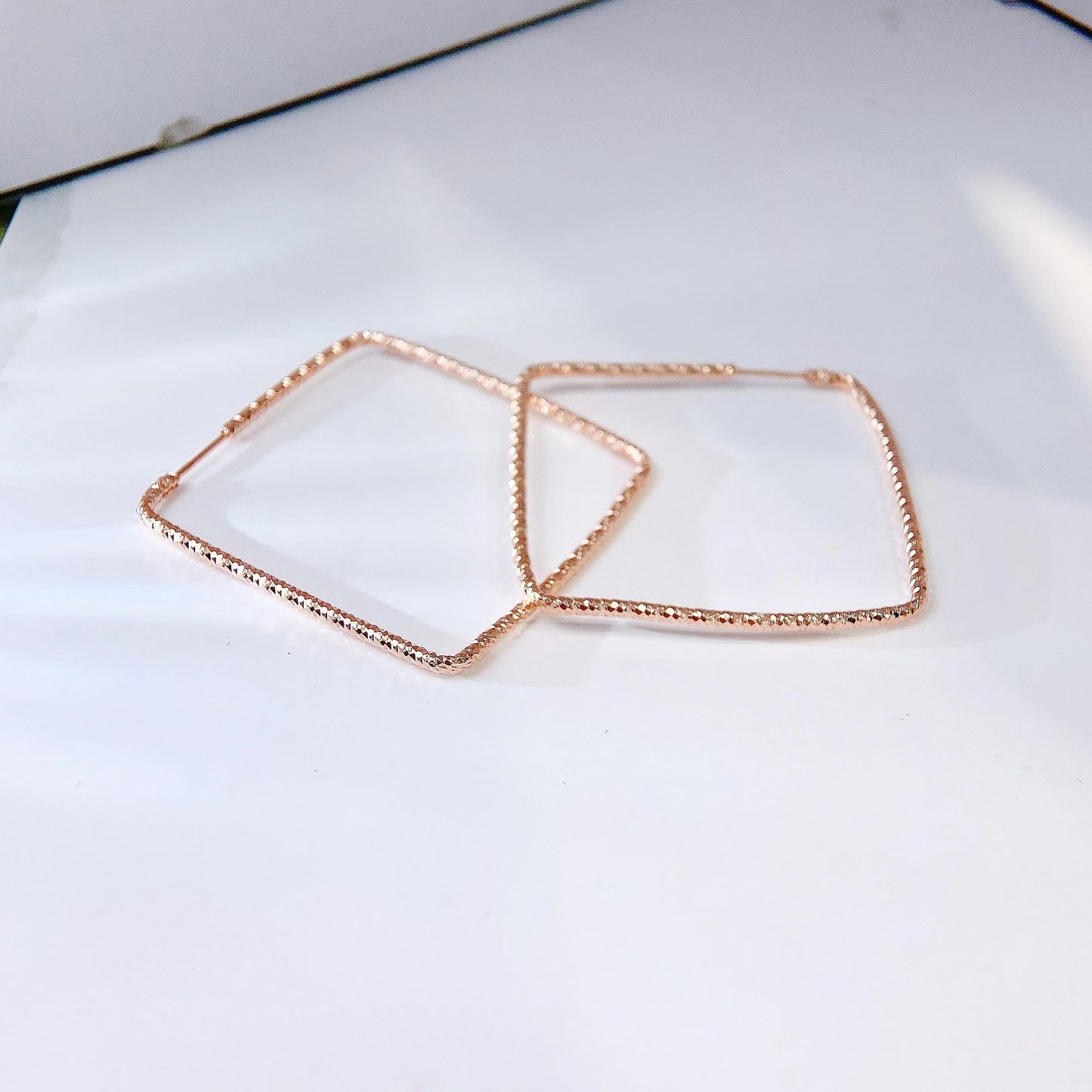 Big Square Silver Hoop Earrings for Women