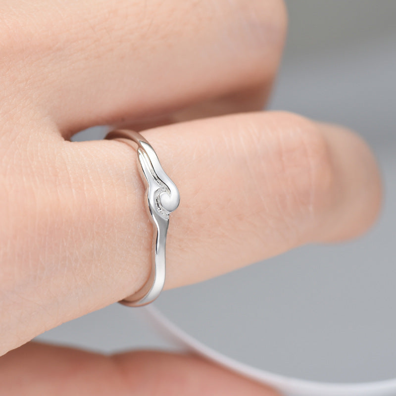 Romantic Cloud Silver Couple Ring