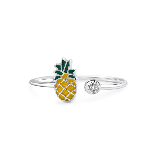 Little Pineapple with Zircon Silver Ring for Women