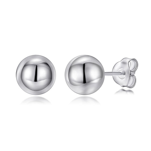 Round Bead Silver Studs Earrings for Women