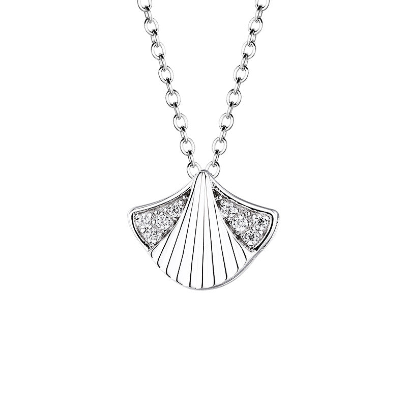 (Pendant Only) Ginkgo Leaf with Zircon Silver Pendant for Women
