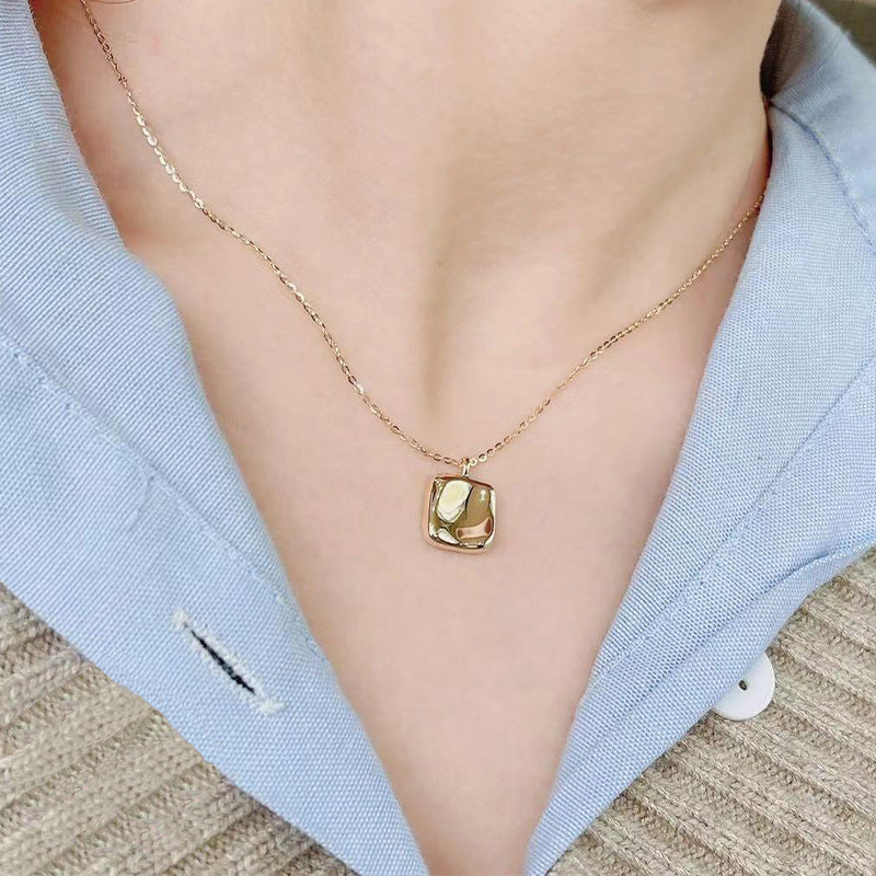 (Two Colours) Geometric Square Pendants Collarbone Necklace for Women