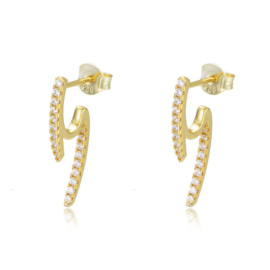 Zircon Geometric Shape Silver Studs Earrings for Women