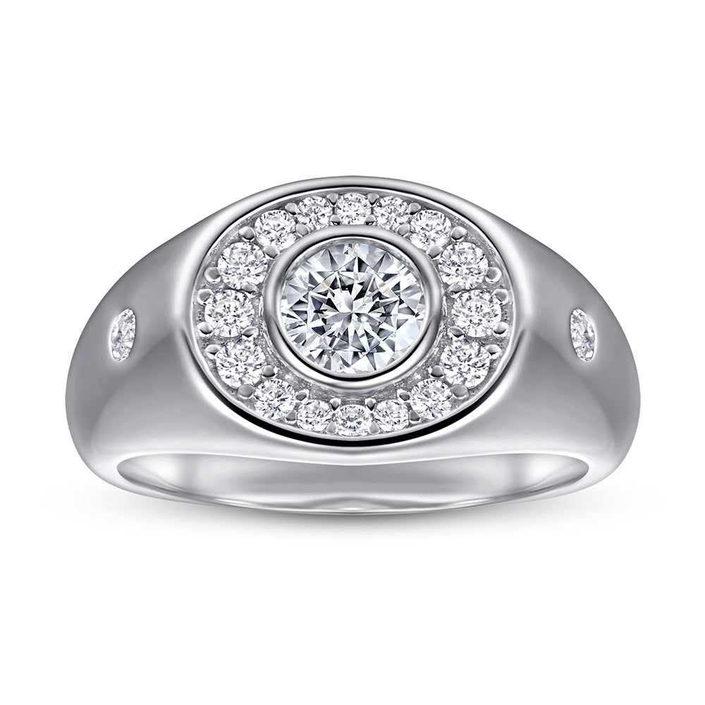 Devil's Eye Design with Round Zircon Silver Ring for Women