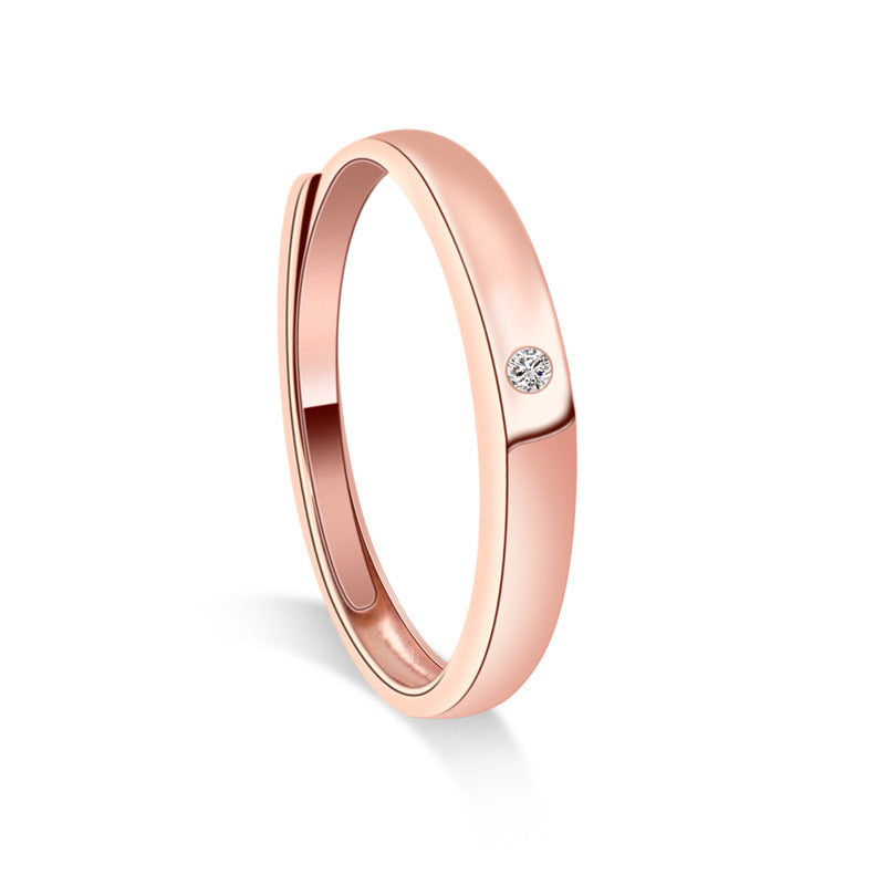 Rose Gold Colour with Zircon Silver Couple Ring