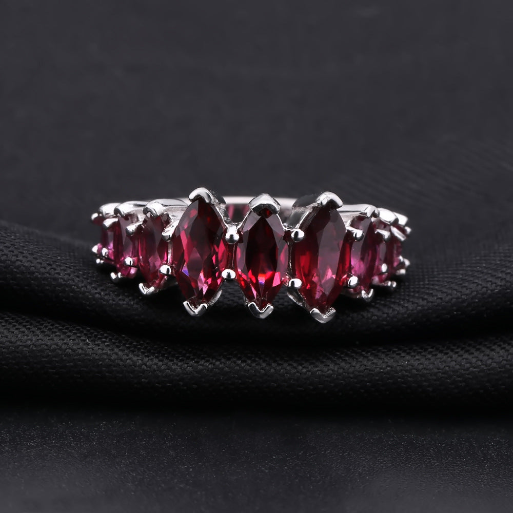 Luxurious Natural Rose Pomegranate Ring for Women, with s925 Silver