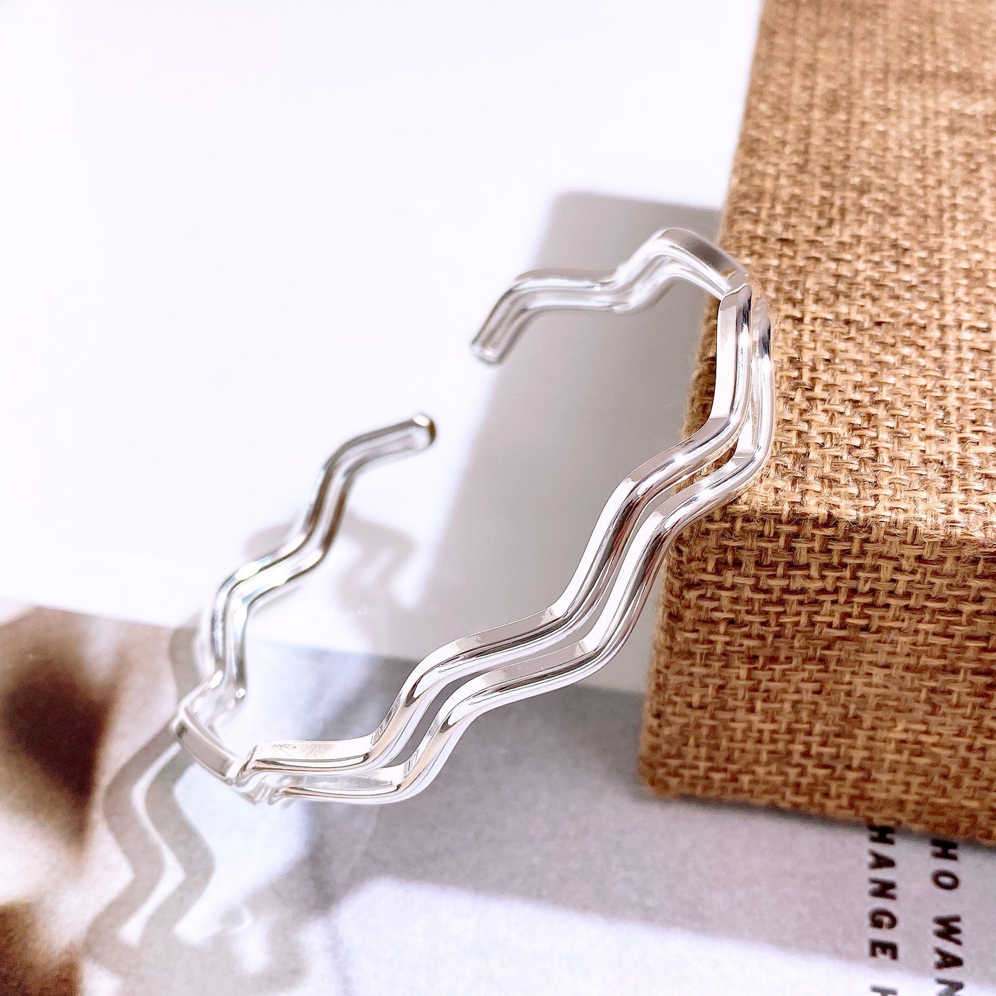 Double-layer Wave Silver Bracelet for Women