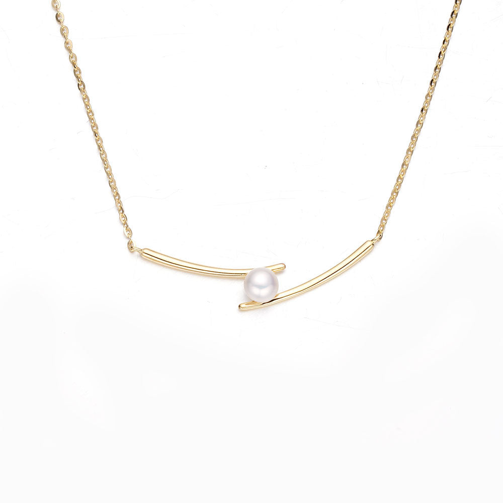 Gold Colour Natural Pearl Irregular Pendants Collarbone Necklace for Women