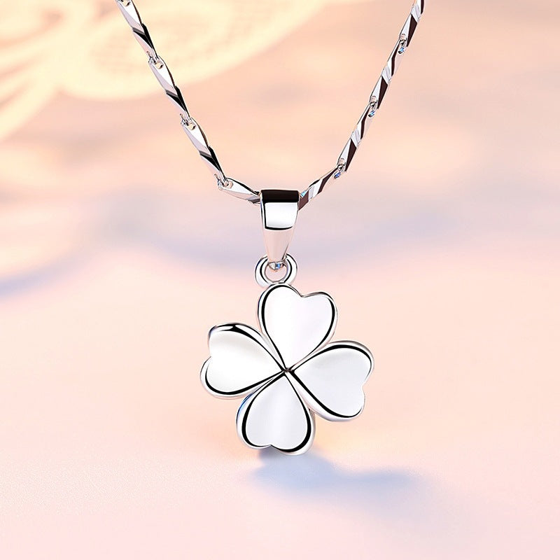 (Pendant Only) Smooth Lucky Clover Silver Pendant for Women