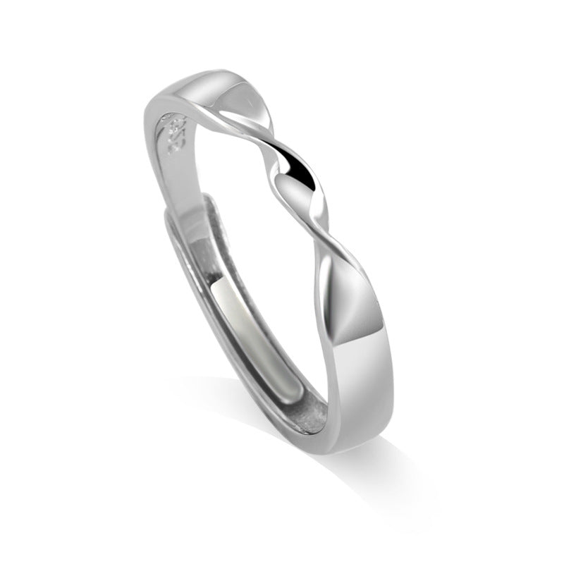 Mobius Series Wave Silver Couple Ring for Women