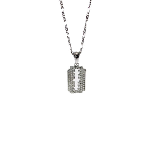 Full Zircon Blade Design Pendant Silver Necklace for Women