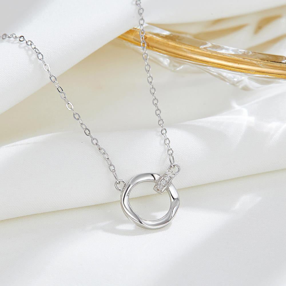 Ring with Ring Pendants 925 Silver Collarbone Necklace for Women
