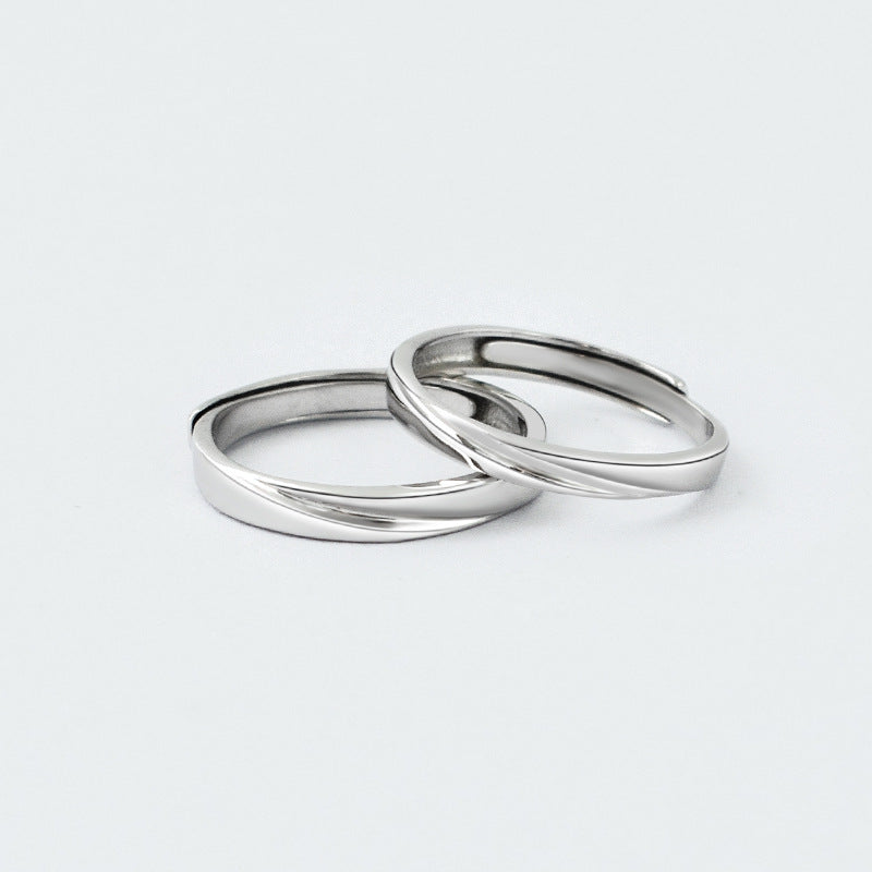 Curved Line Silver Couple Ring for Women