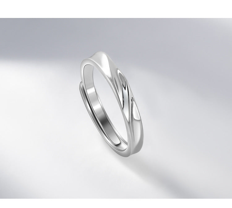 Irregular Lines Silver Couple Ring for Women