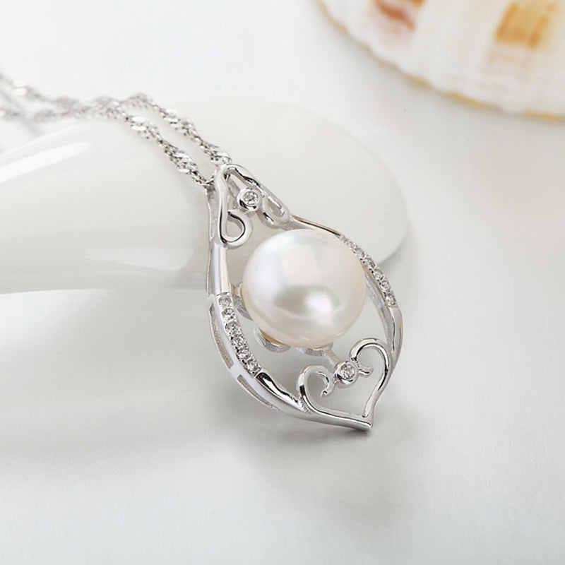 (Pendant Only) Leaf Shape with Freshwater Pearl Silver Pendant for Women