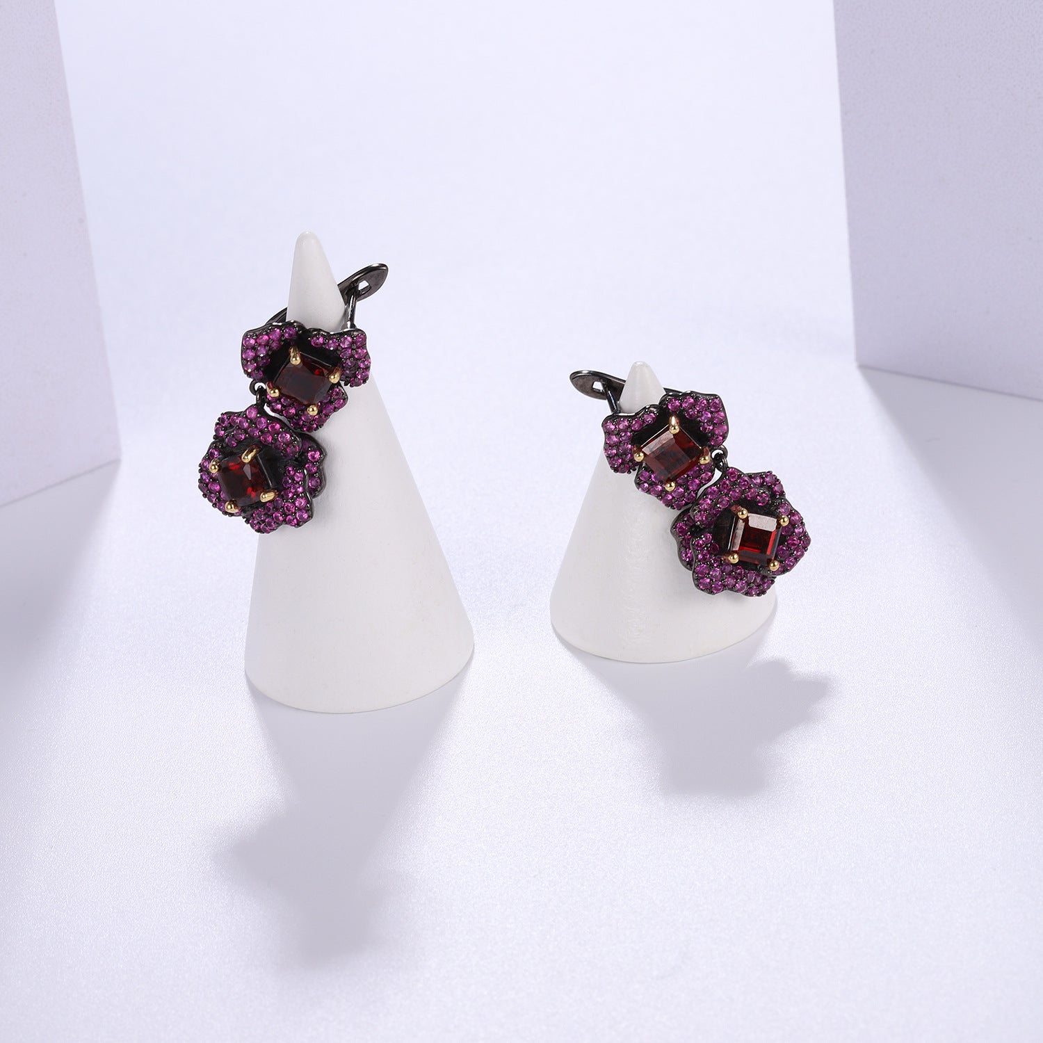 Flower Design Silver Drop Earrings for Women